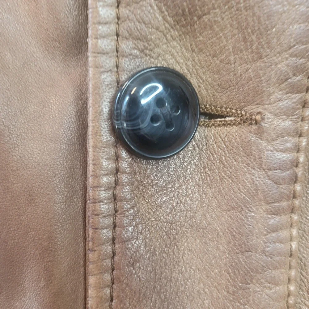 Hugo Boss Jacket Mens 42 Regular Brown Leather Joaco Military Pockets‎ Zip Lined
